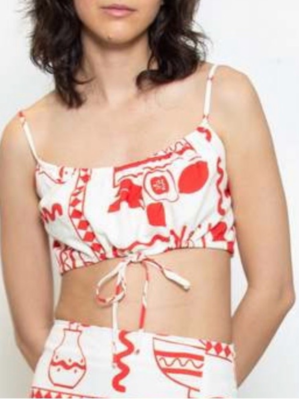Bailey Rose Red Abstract Checkerboard Crop Cami Top Size M NWOT